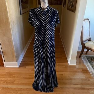 LOFT Maxi Dress Long Dress Short Sleeves Size 10 Tall Navy Blue